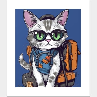 Cute Traveler Cat I born to explore Posters and Art